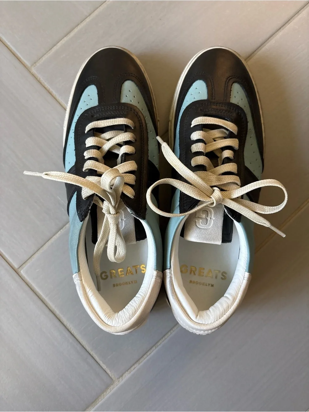 Greats Charlie Two-Tone Black and Light Blue Low-Top Sneakers